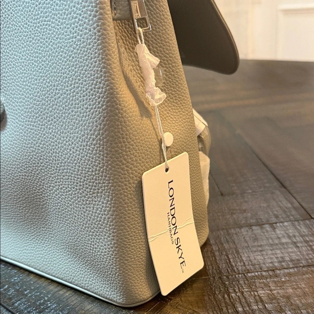 London Skye Gray Faux Leather Mini Backpack Top Handle NWT‎